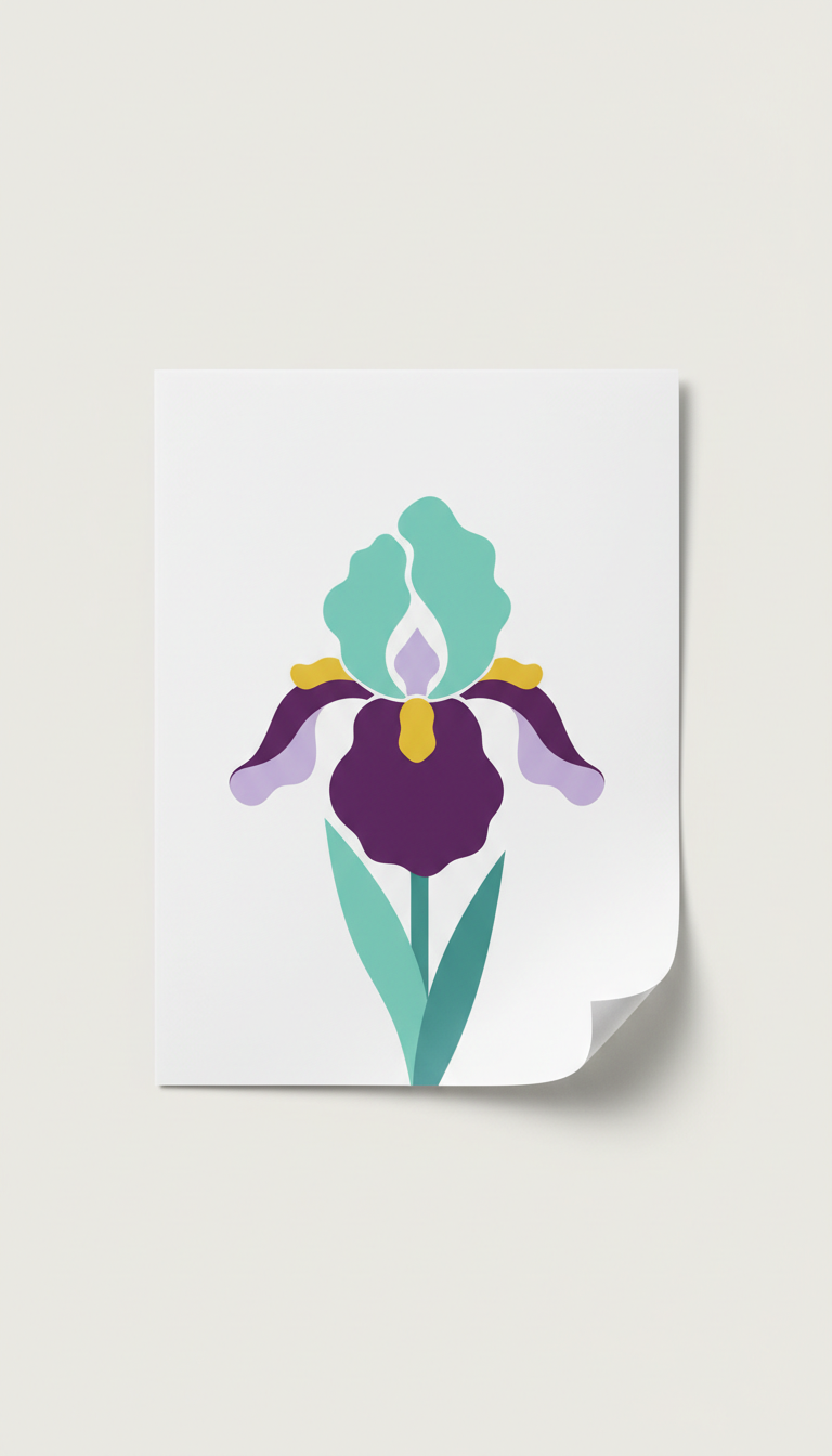 Single sheet notecard in iris orchid